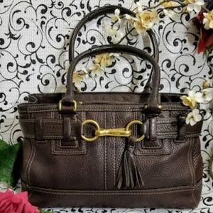 COACH-COCO BROWN HAMPTON PEBBLE LEATHER SATCHEL
